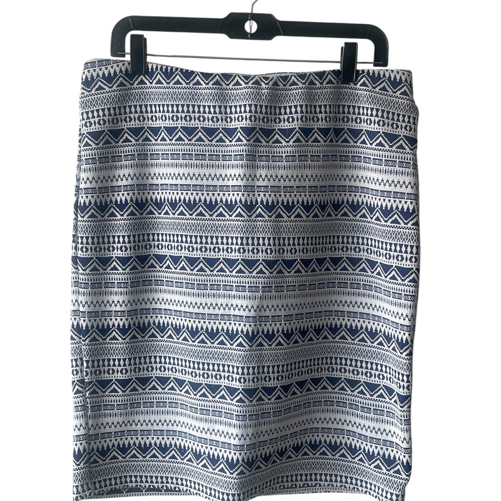 RD Style Navy and White Geometric Pencil Skirt